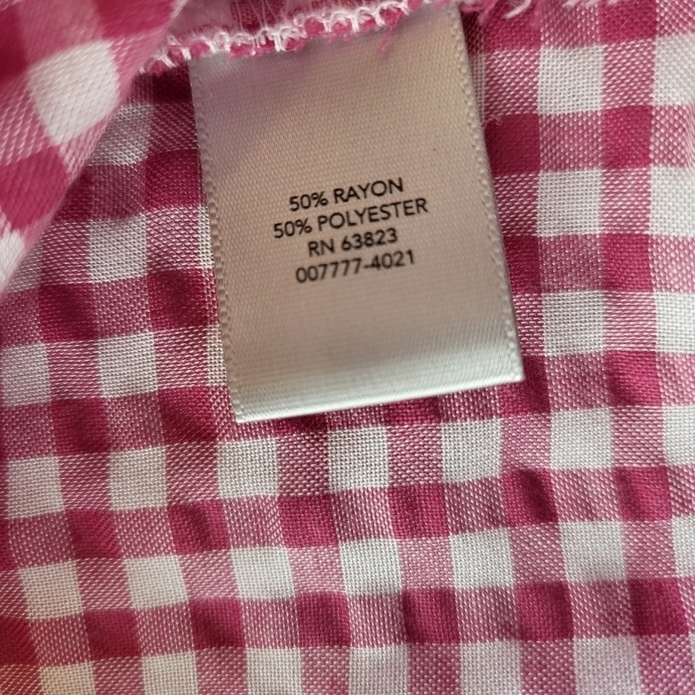 Christopher & Banks Pink Checketed Gingham Button Up Blouse Women' s Size Large - Picture 7 of 7